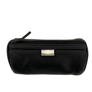 Vintage TANE Black Leather Roll Shaped Mini Bag All Purpose Cosmetic Jewelry